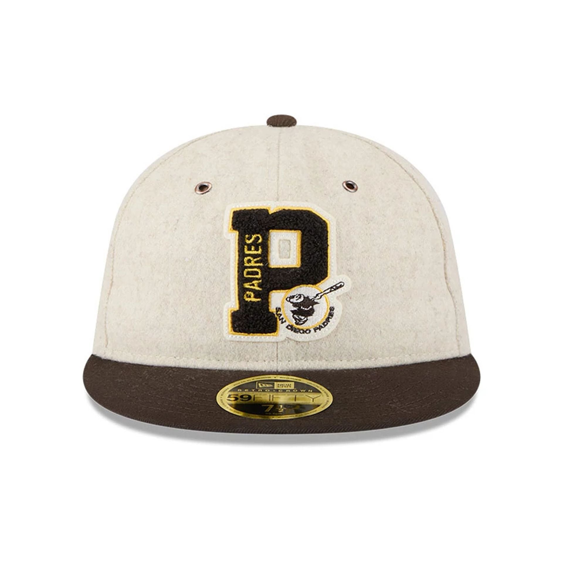 This is a San Diego Padres Wool Letterman Beige Retro Crown 59FIFTY Fitted Cap 3