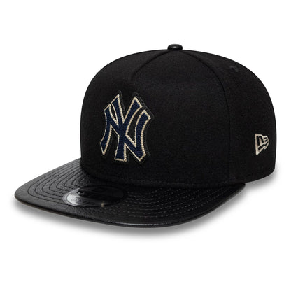 This is a New York Yankees Wool Letterman Black 9FIFTY A-Frame Snapback Adjustable Cap 4