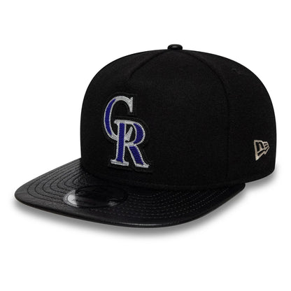 This is a Colorado Rockies Wool Letterman Black 9FIFTY A-Frame Snapback Adjustable Cap 4