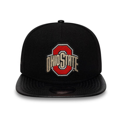 This is a Ohio State Buckeyes Wool Letterman Black 9FIFTY A-Frame Snapback Adjustable Cap 3