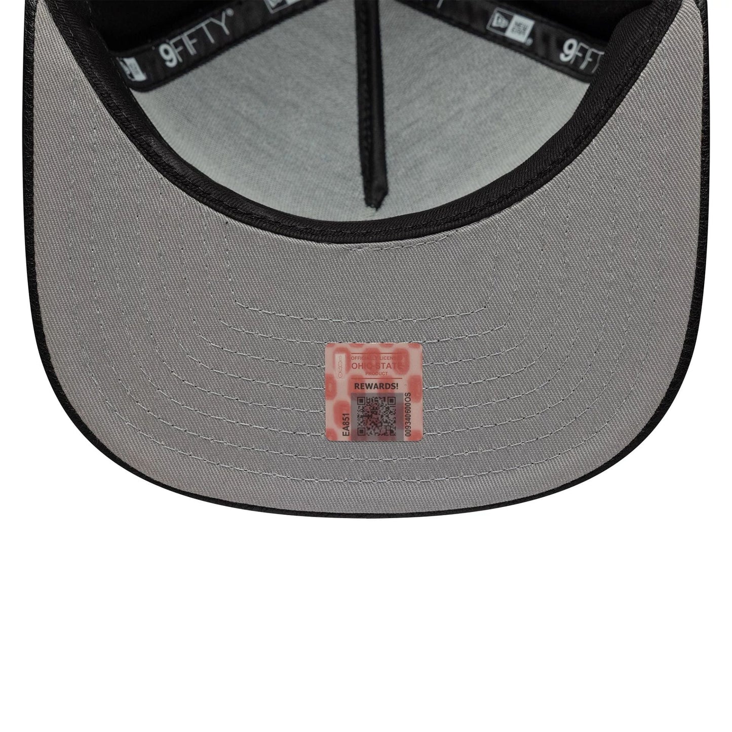 This is a Ohio State Buckeyes Wool Letterman Black 9FIFTY A-Frame Snapback Adjustable Cap 2