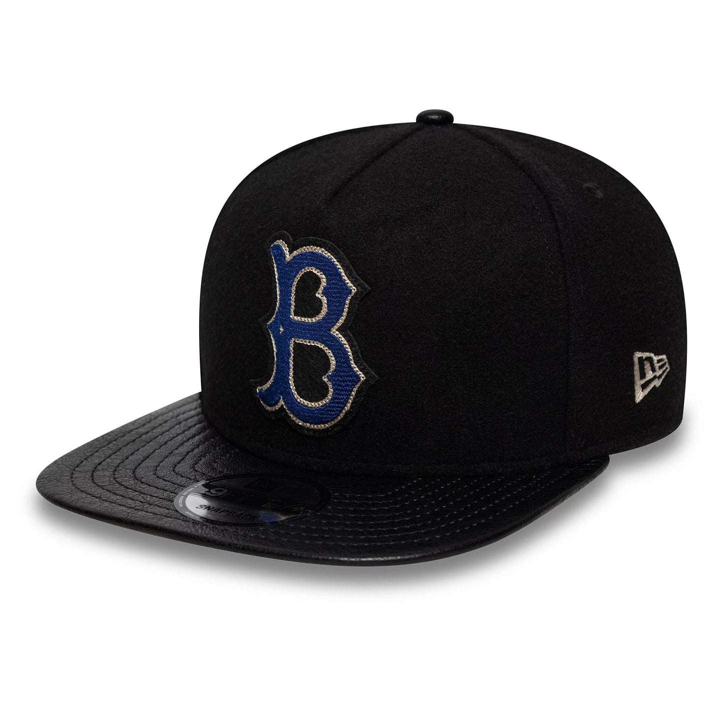 This is a Brooklyn Dodgers Wool Letterman Black 9FIFTY A-Frame Snapback Adjustable Cap 4