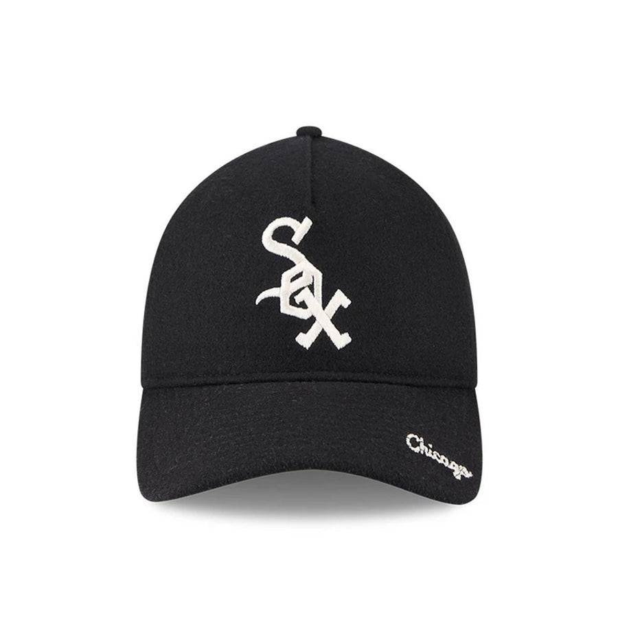 This is a Chicago White Sox Wool Letterman Black 9TWENTY A-Frame Adjustable Cap 3