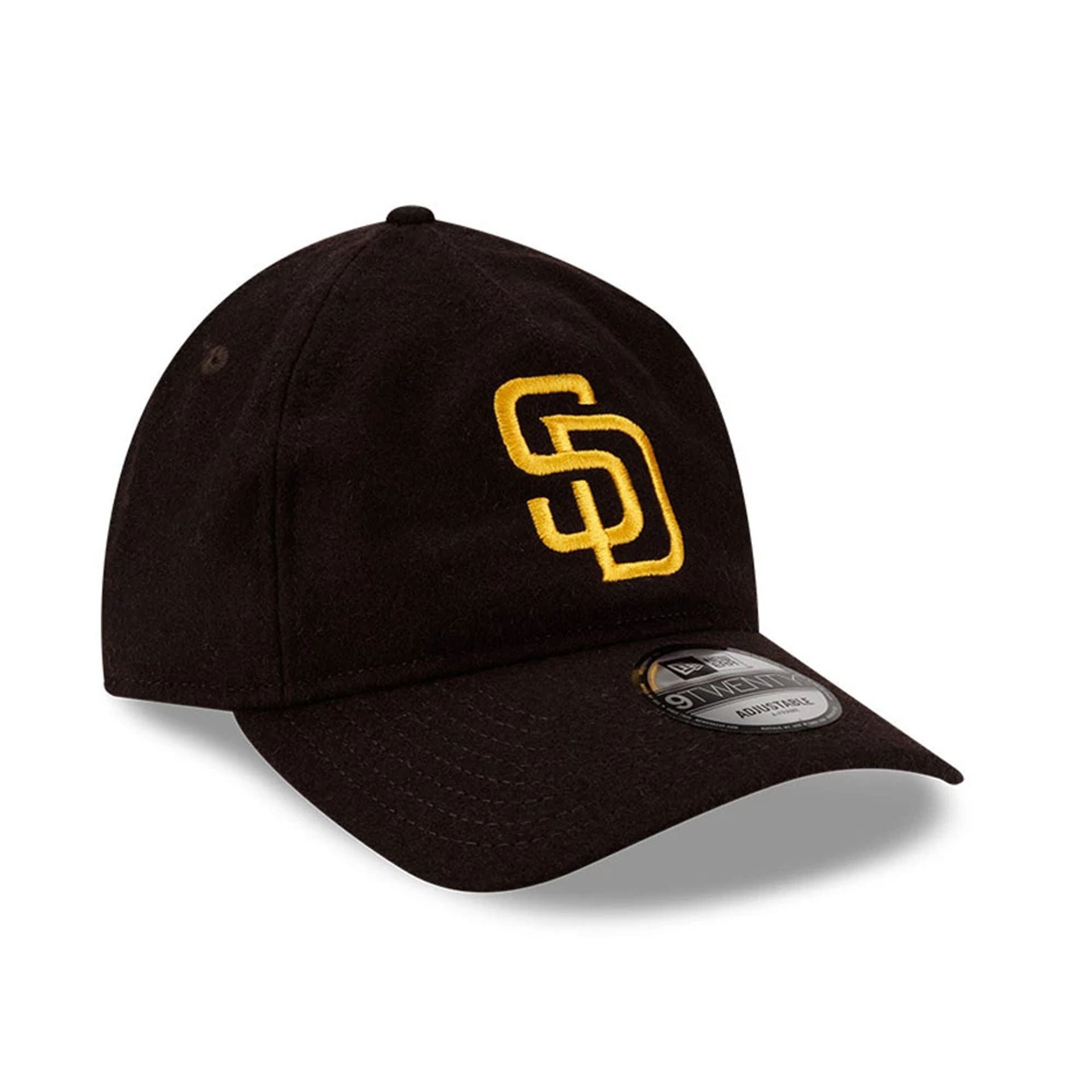 This is a San Diego Padres Wool Letterman Dark Brown 9TWENTY A-Frame Adjustable Cap 4