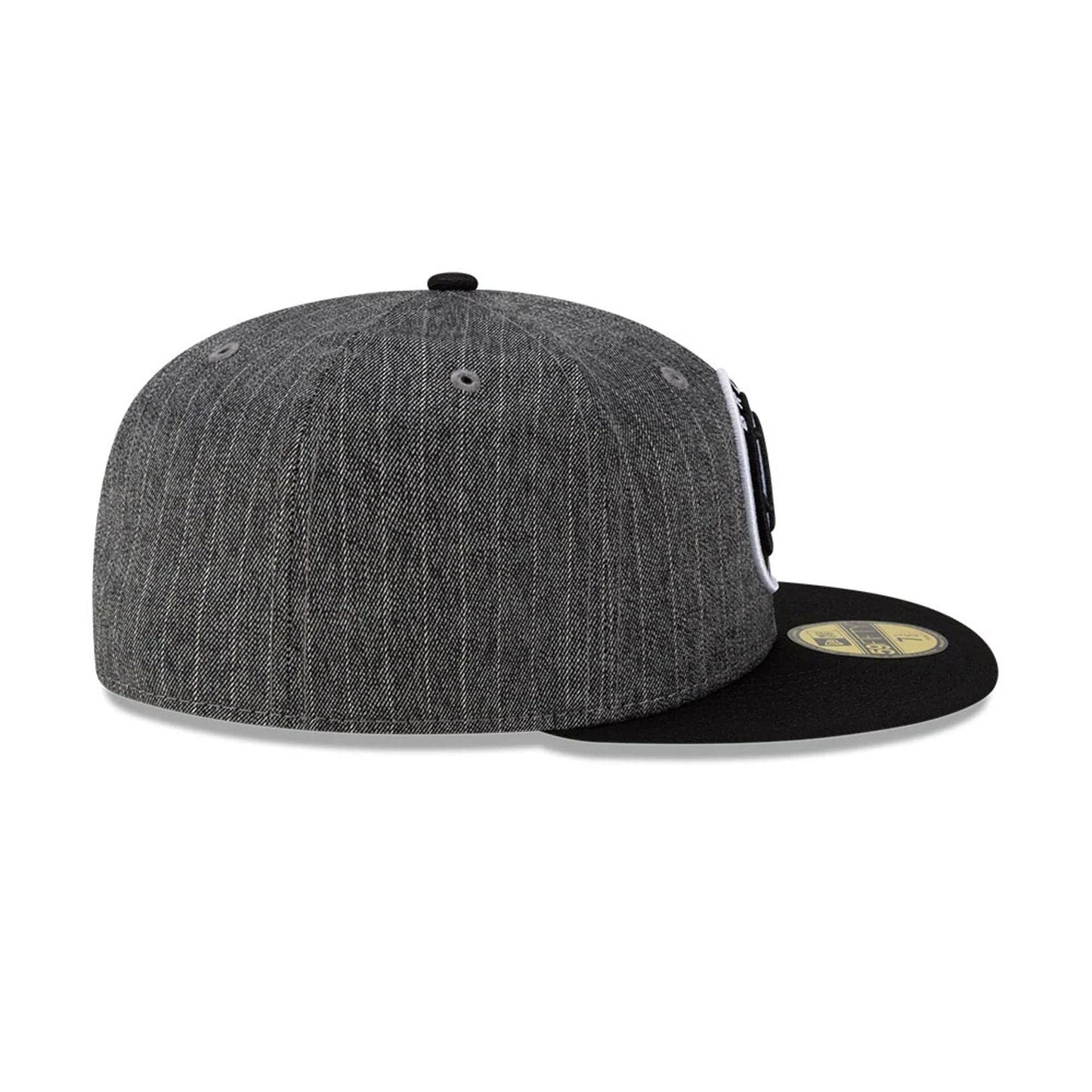 This is a Brooklyn Nets Black Pinstripe 59FIFTY Fitted Cap 7