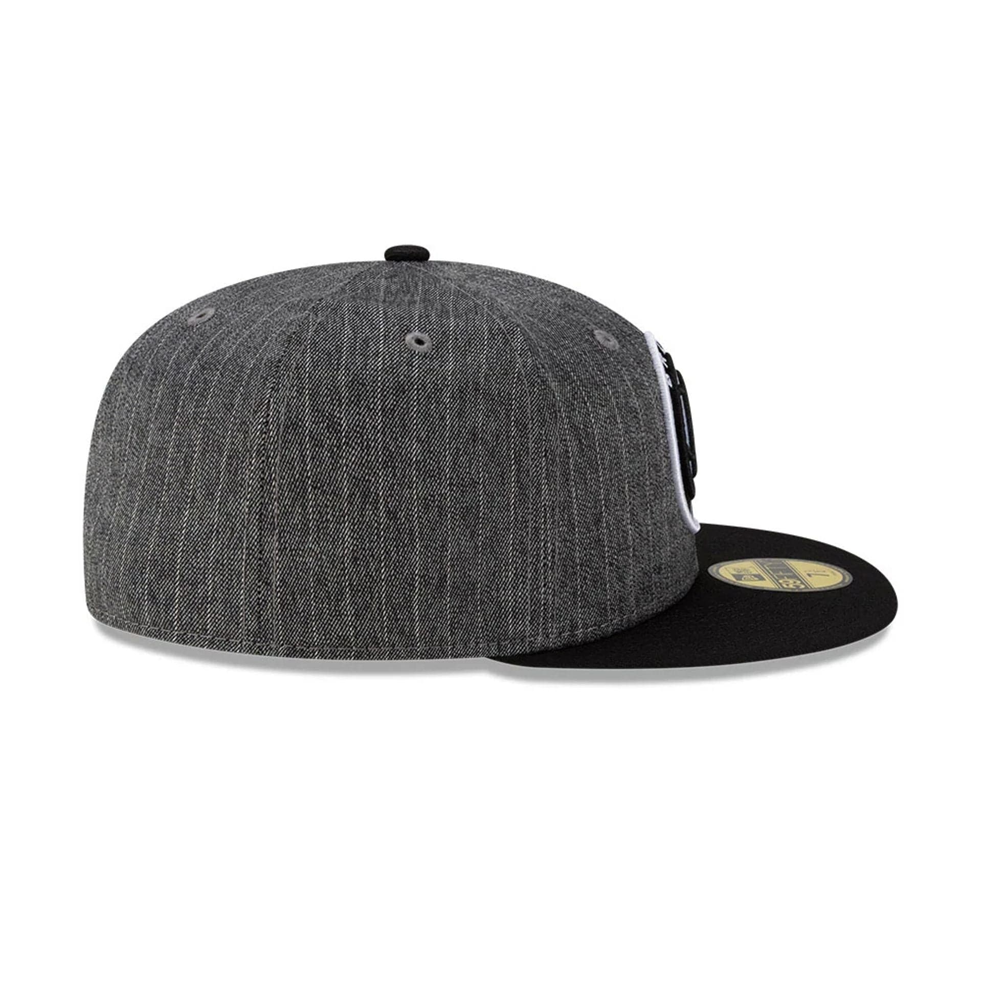 This is a Brooklyn Nets Black Pinstripe 59FIFTY Fitted Cap 7