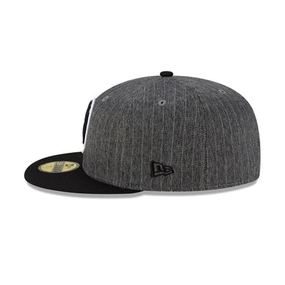 This is a Brooklyn Nets Black Pinstripe 59FIFTY Fitted Cap 6