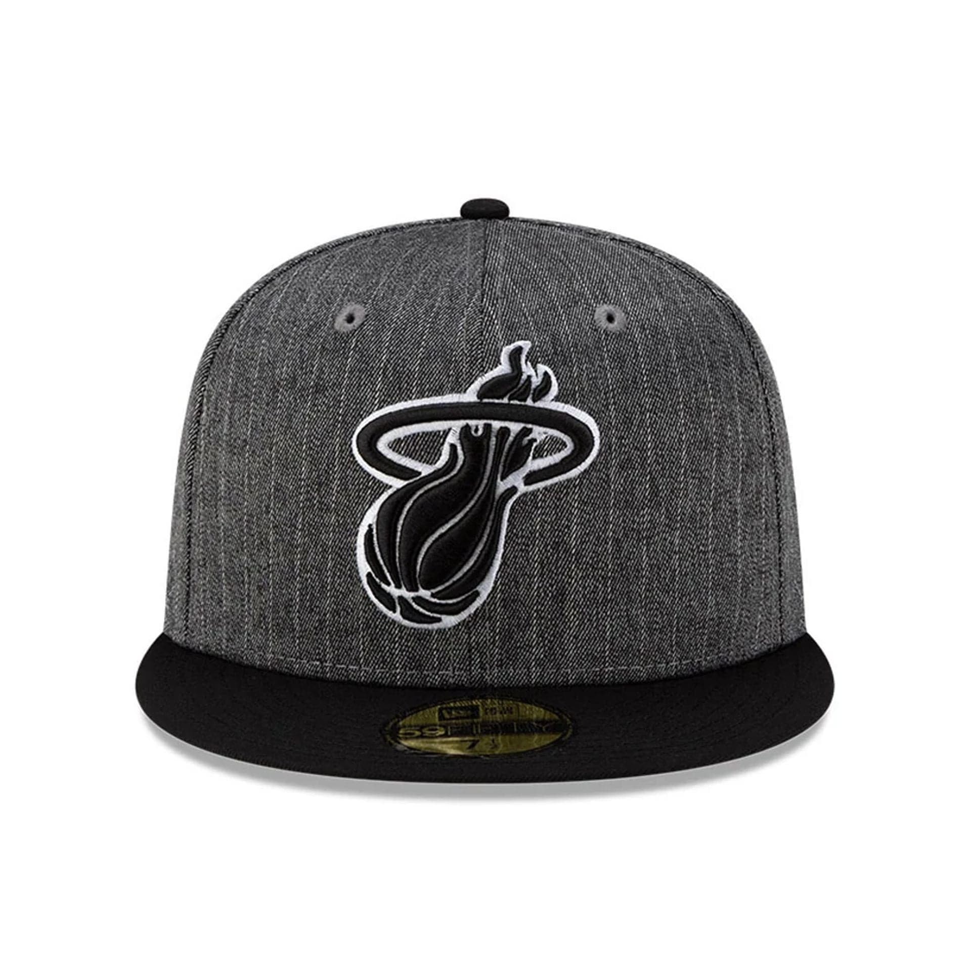 This is a Miami Heat Black Pinstripe Black 59FIFTY Fitted Cap 3
