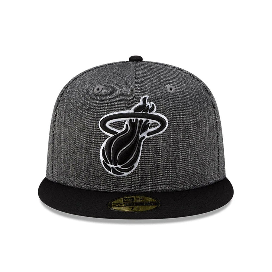 This is a Miami Heat Black Pinstripe Black 59FIFTY Fitted Cap 3