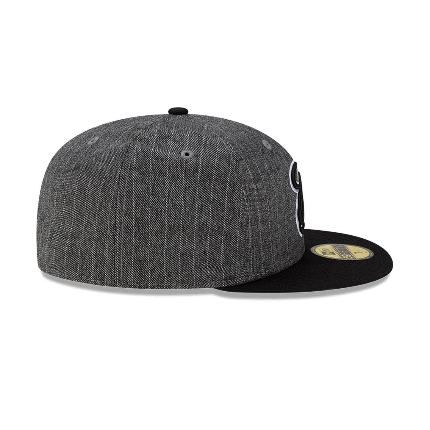 This is a Miami Heat Black Pinstripe Black 59FIFTY Fitted Cap 6