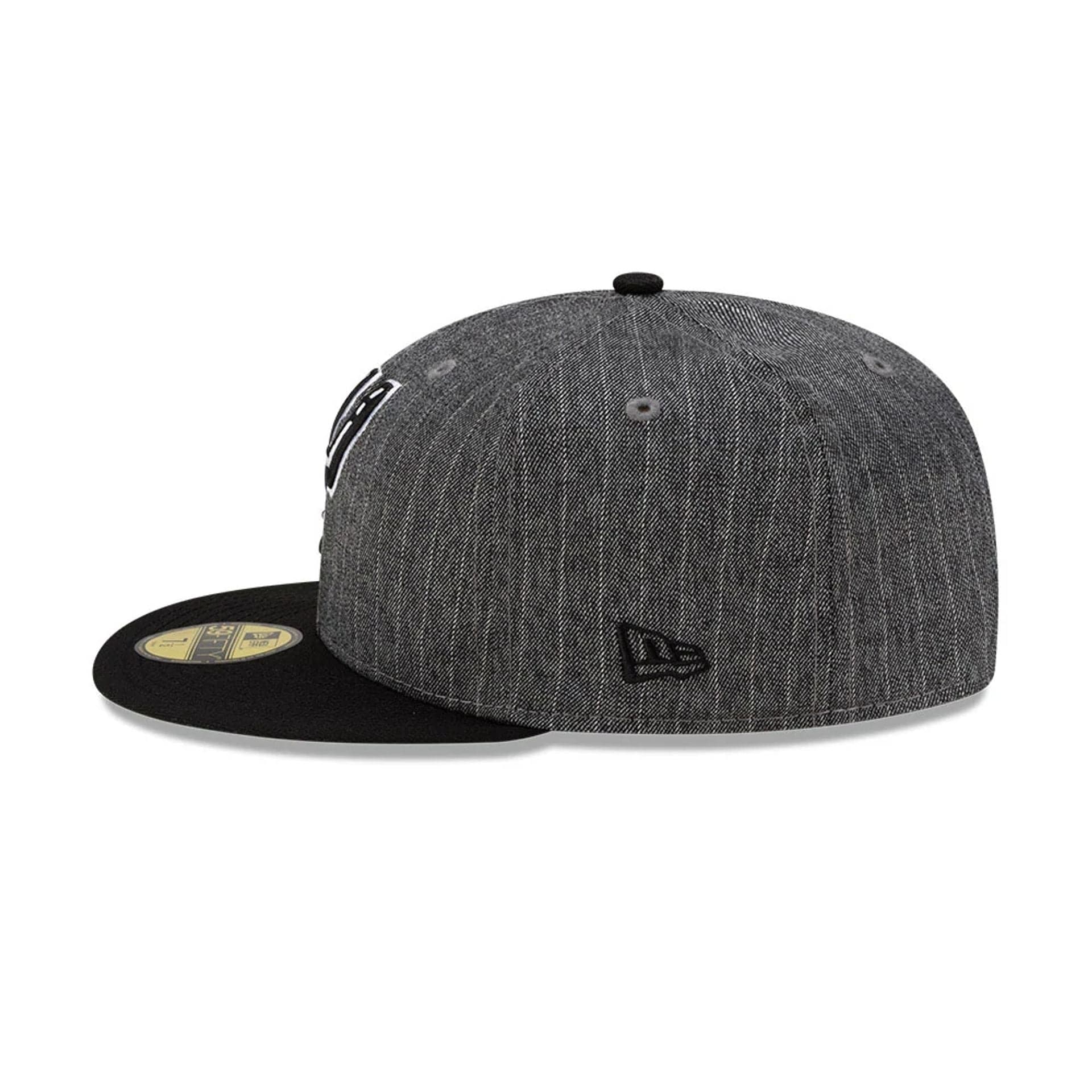 This is a San Antonio Spurs Black Pinstripe 59FIFTY Fitted Cap 6