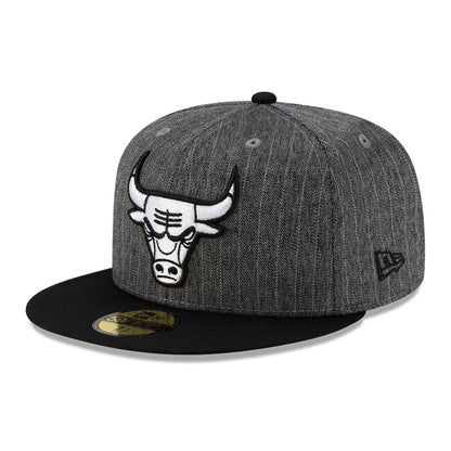 This is a Chicago Bulls Black Pinstripe 59FIFTY Fitted Cap 1
