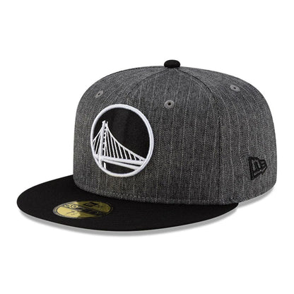 This is a Golden State Warriors Black Pinstripe 59FIFTY Fitted Cap 1