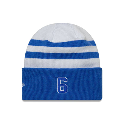 This is a Visa Cash App Racing Bulls Replica Isack Hadjar White Cuff Knit Beanie Hat 2