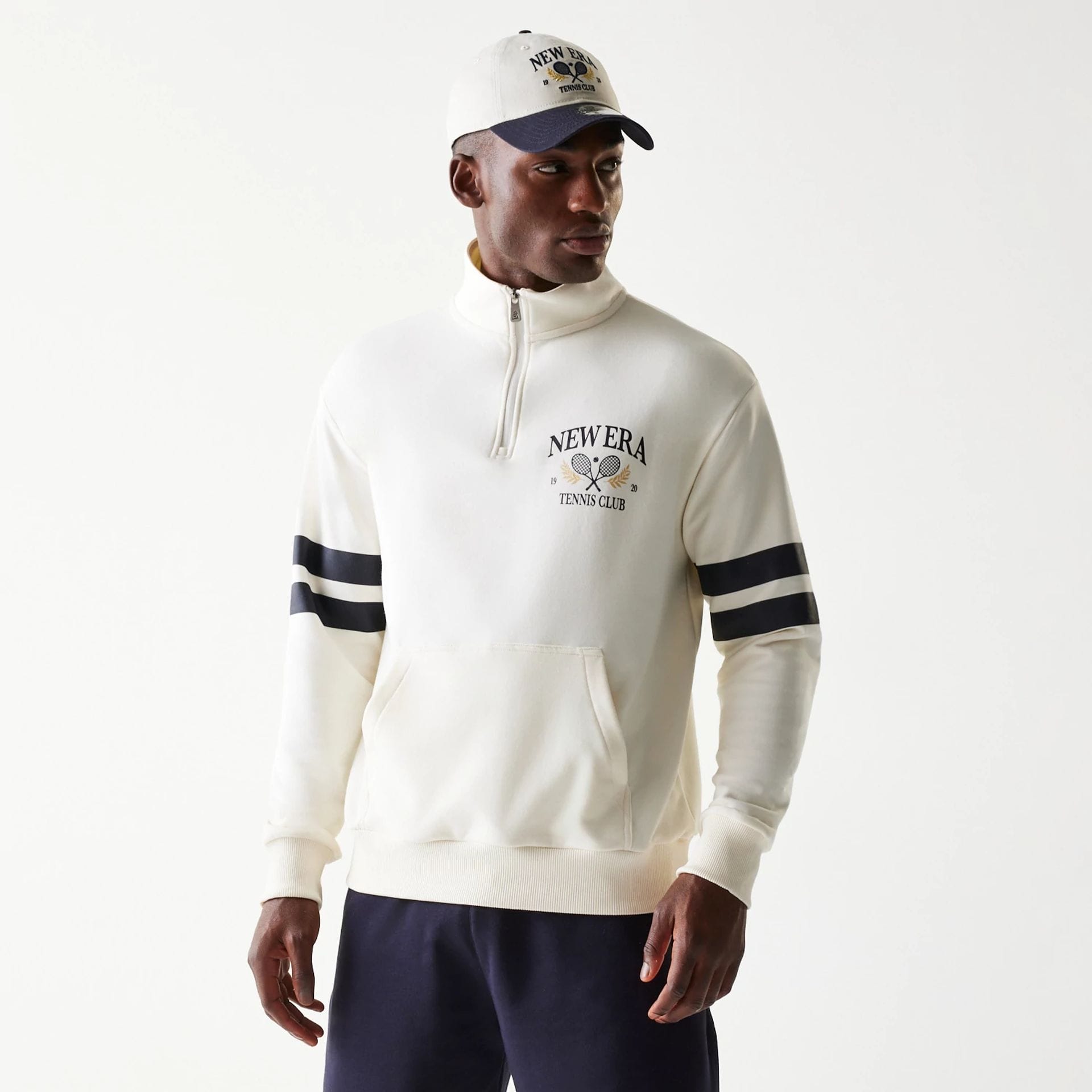 New Era Open White Oversized 1/4 Zip Sweater | NEC UK