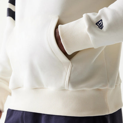 The Male model is wearing New Era Open White Oversized 1/4 Zip Sweater 5