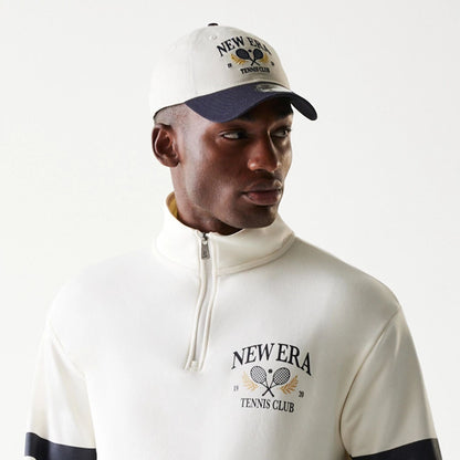 The Male model is wearing New Era Open White Oversized 1/4 Zip Sweater 6
