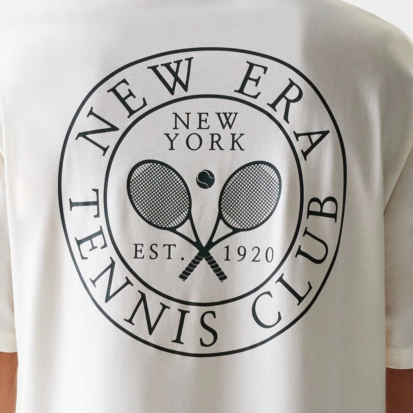 The Male model is wearing New Era Open White Oversized T-Shirt 5