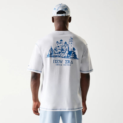 The Male model is wearing New Era Orthodox Church White Oversized T-Shirt 2