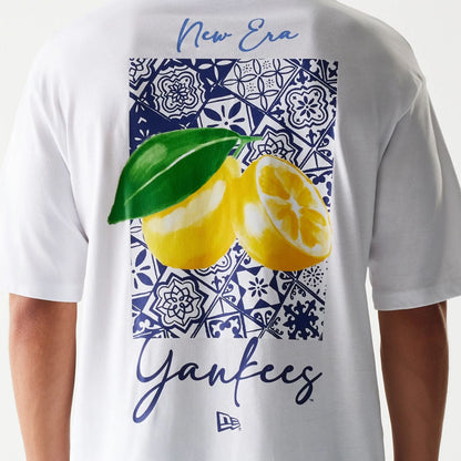 The Male model is wearing New York Yankees MLB White Oversized T-Shirt 4