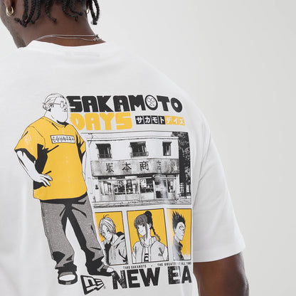 The Male model is wearing Sakamoto Days Icon Netflix White T-Shirt 6