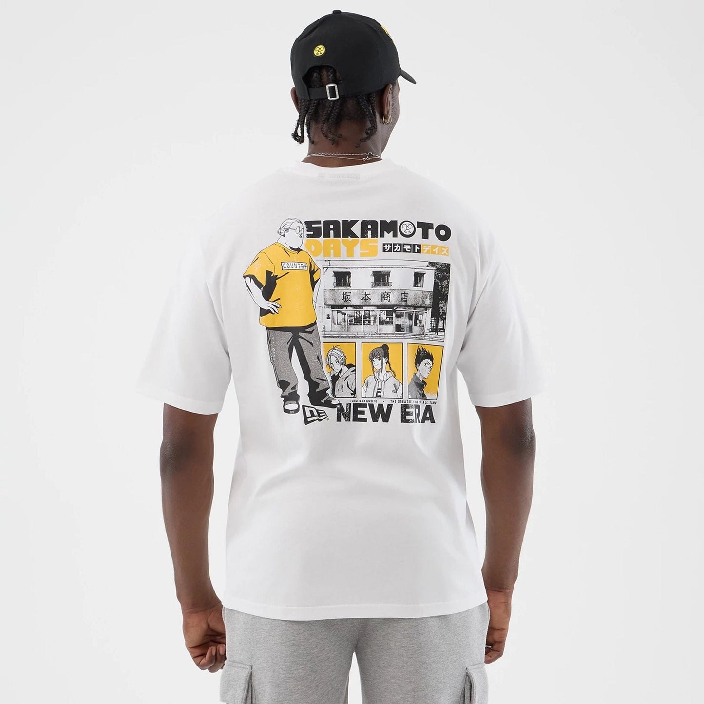 The Male model is wearing Sakamoto Days Netflix White T-Shirt  2