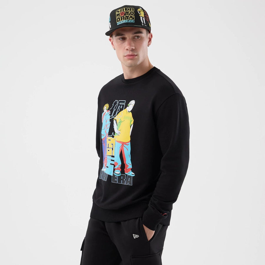 The Male model is wearing Sakamoto Days Netflix Black Crew Neck Sweater  4