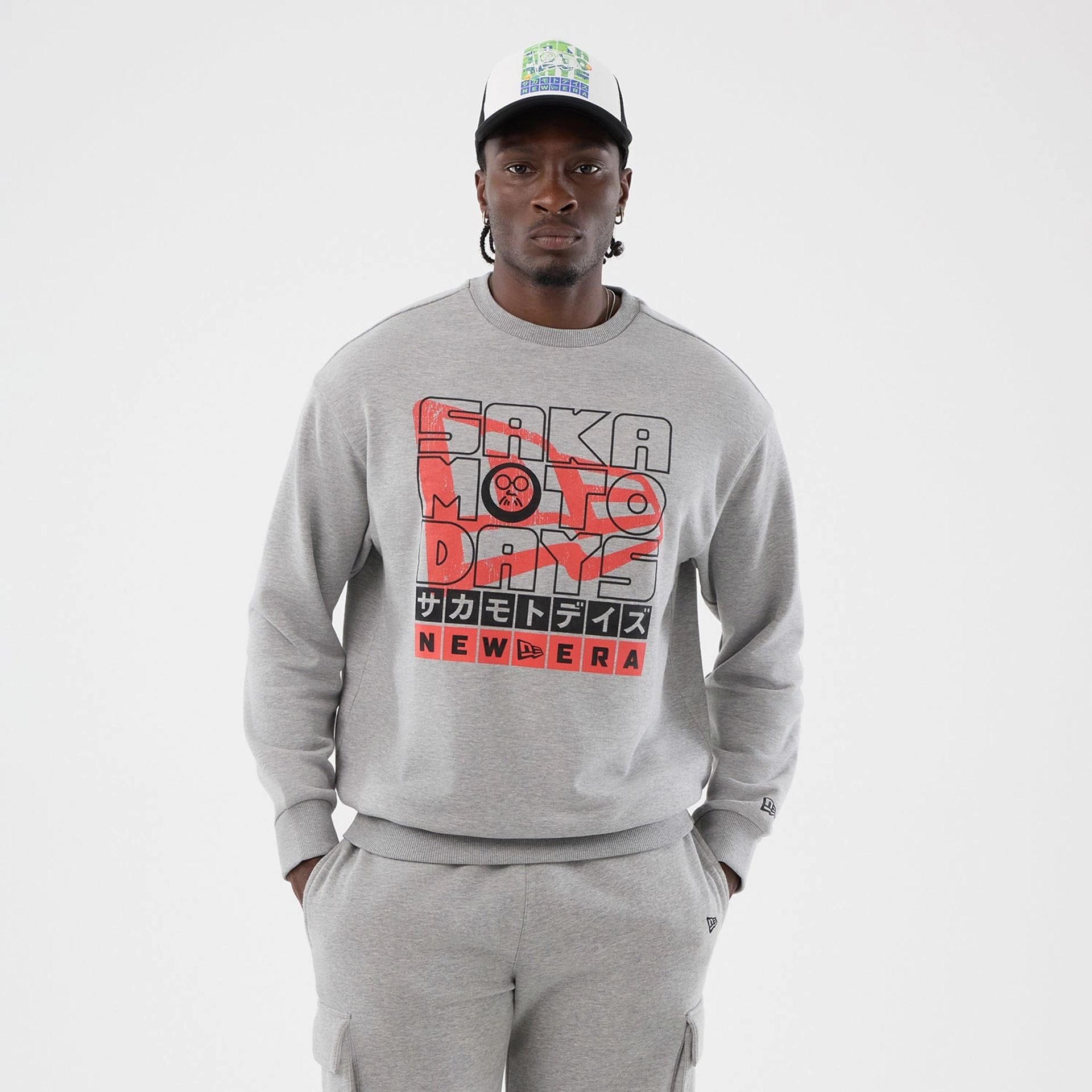 The Male model is wearing Sakamoto Days Netflix Grey Crew Neck Sweater  6