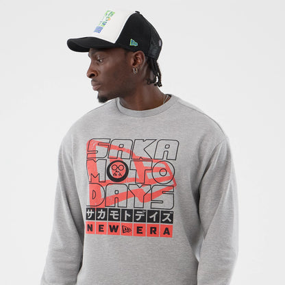 The Male model is wearing Sakamoto Days Netflix Grey Crew Neck Sweater 5