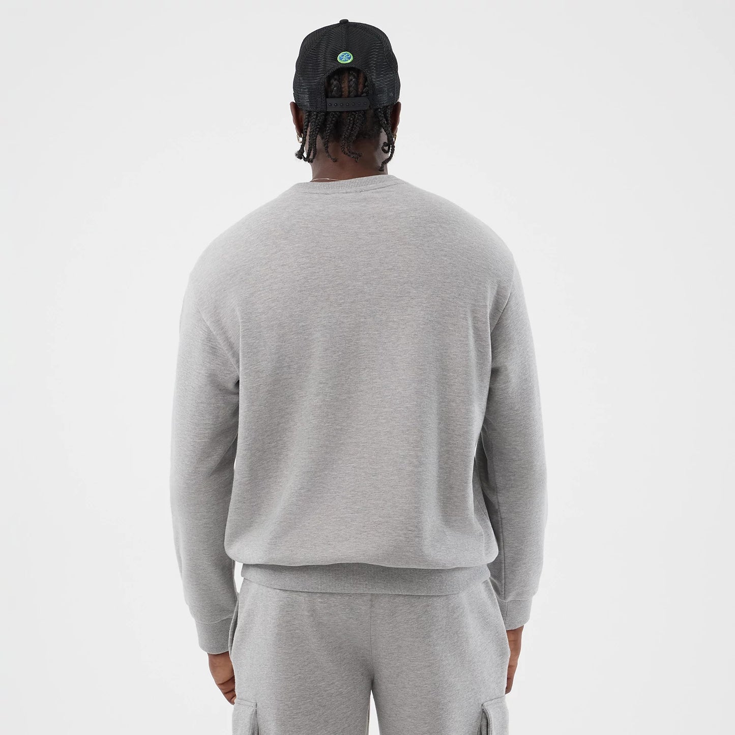 The Male model is wearing Sakamoto Days Netflix Grey Crew Neck Sweater 2