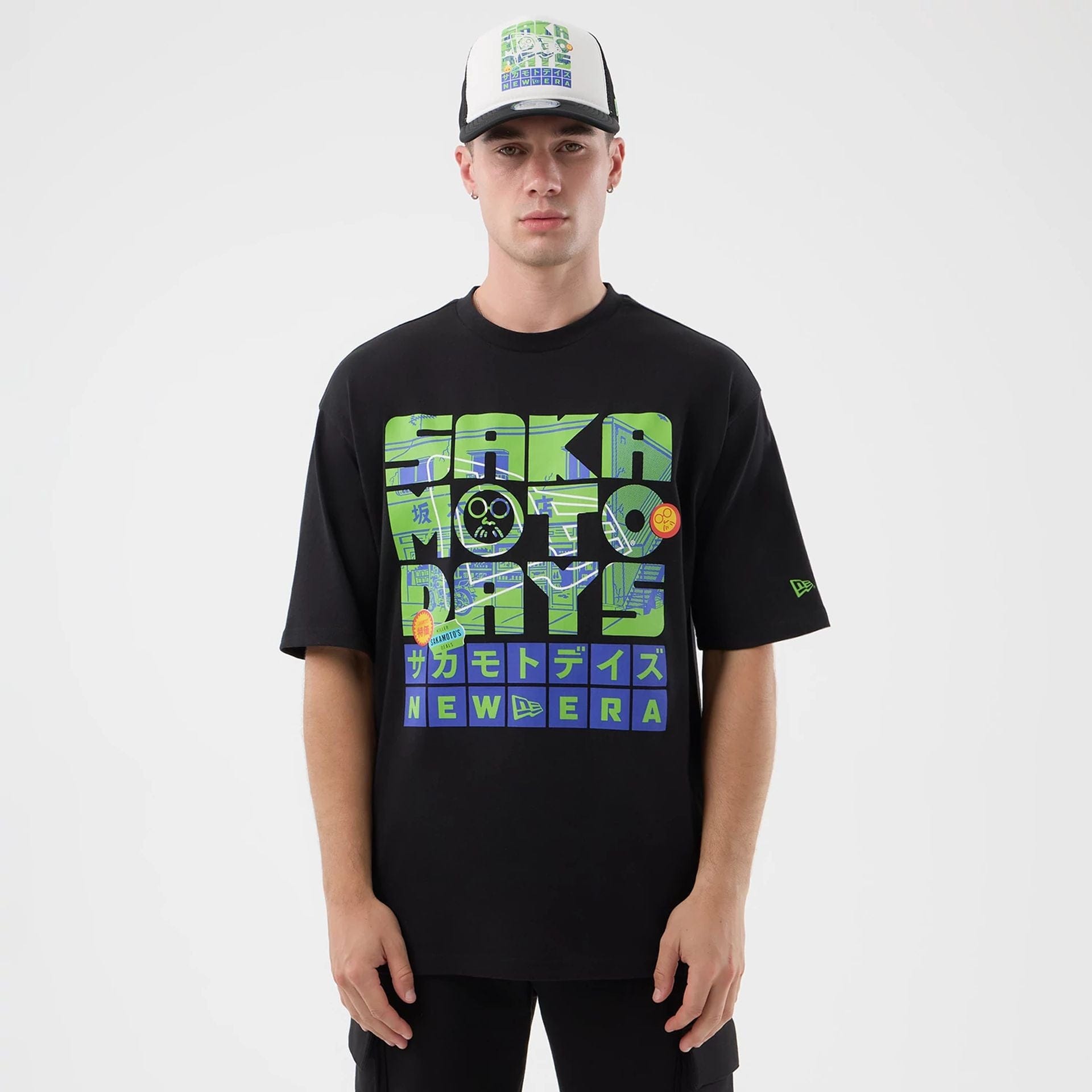 The Male model is wearing Sakamoto Days Netflix Black T-Shirt  1