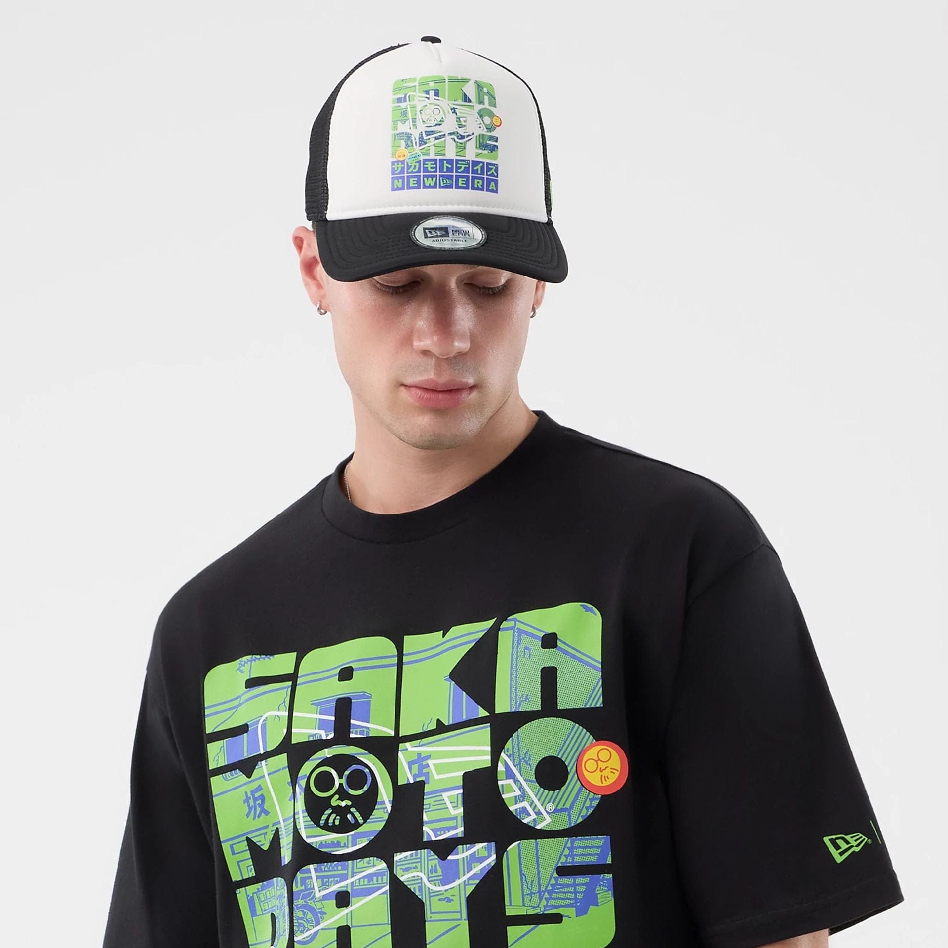 The Male model is wearing Sakamoto Days Netflix Black T-Shirt  5