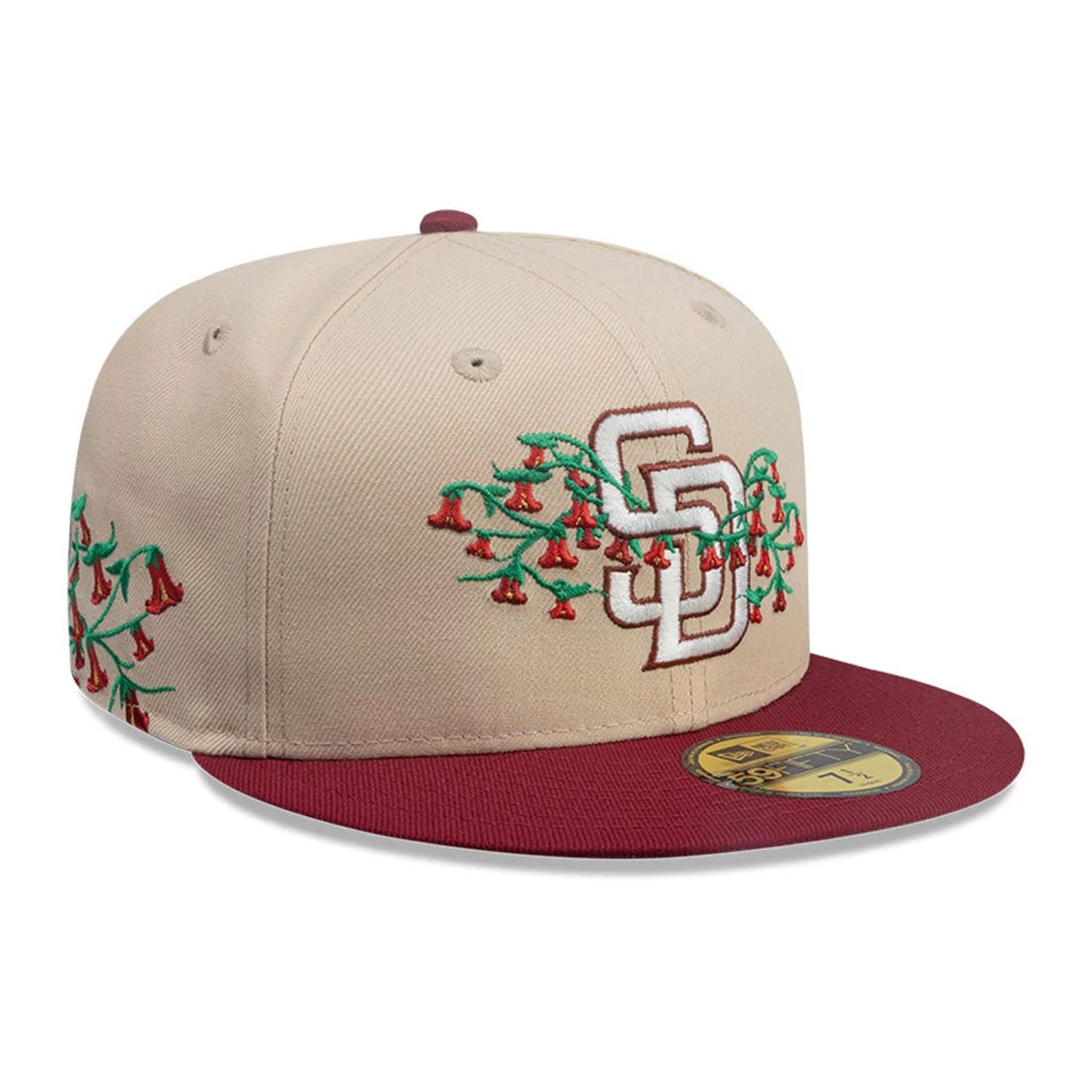This is a San Diego Padres MLB City Element Chile Light Beige 59FIFTY Fitted Cap 1