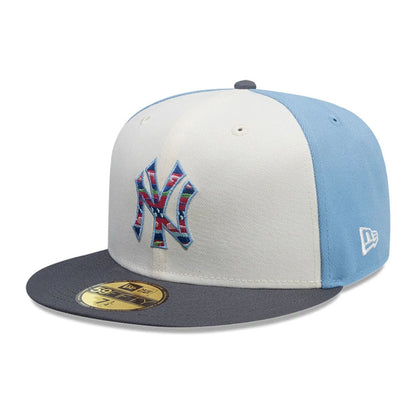 This is a New York Yankees MLB City Element Guatemala Pastel Blue 59FIFTY Fitted Cap 1