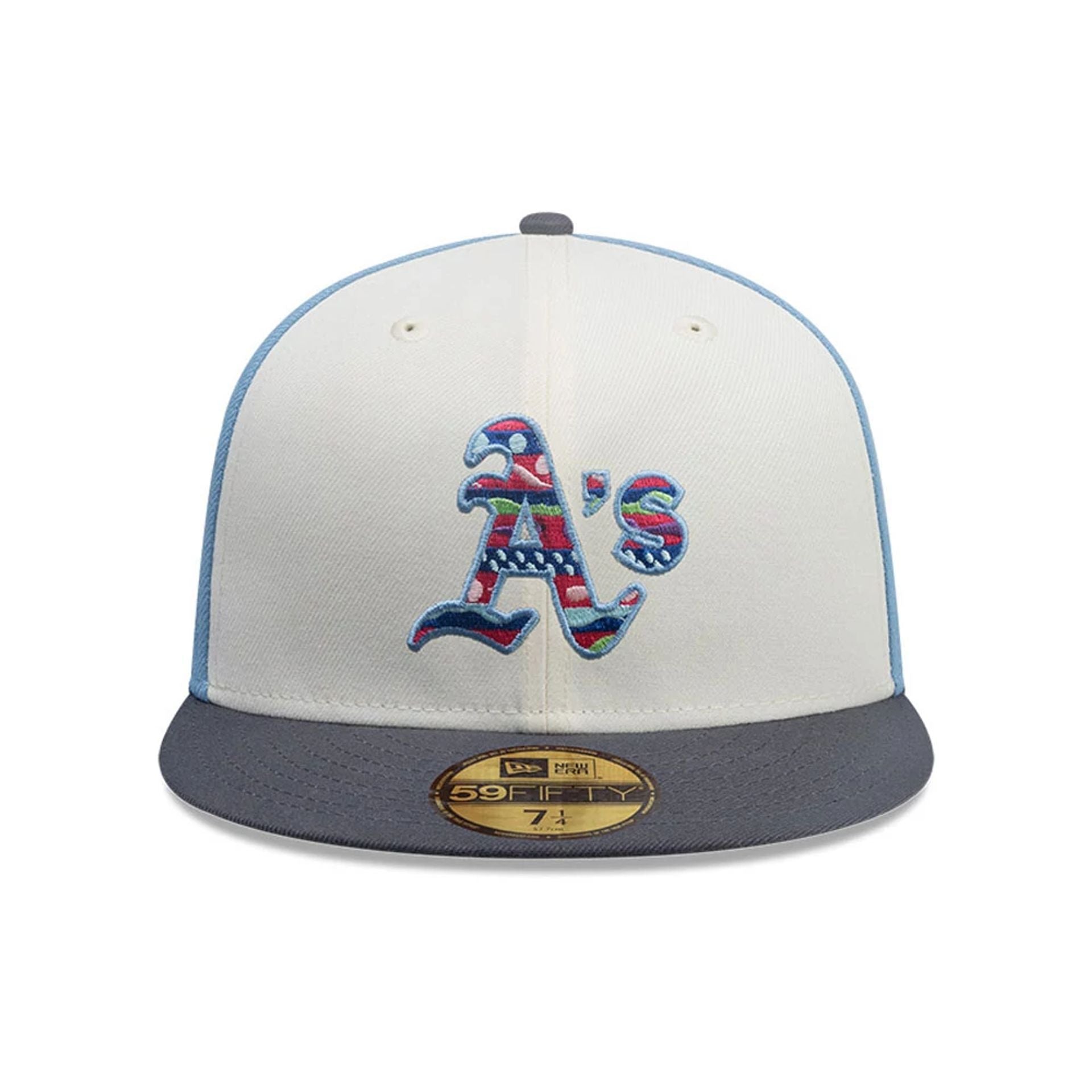 This is a Oakland Athletics MLB City Element Guatemala Pastel Blue 59FIFTY Fitted Cap 3