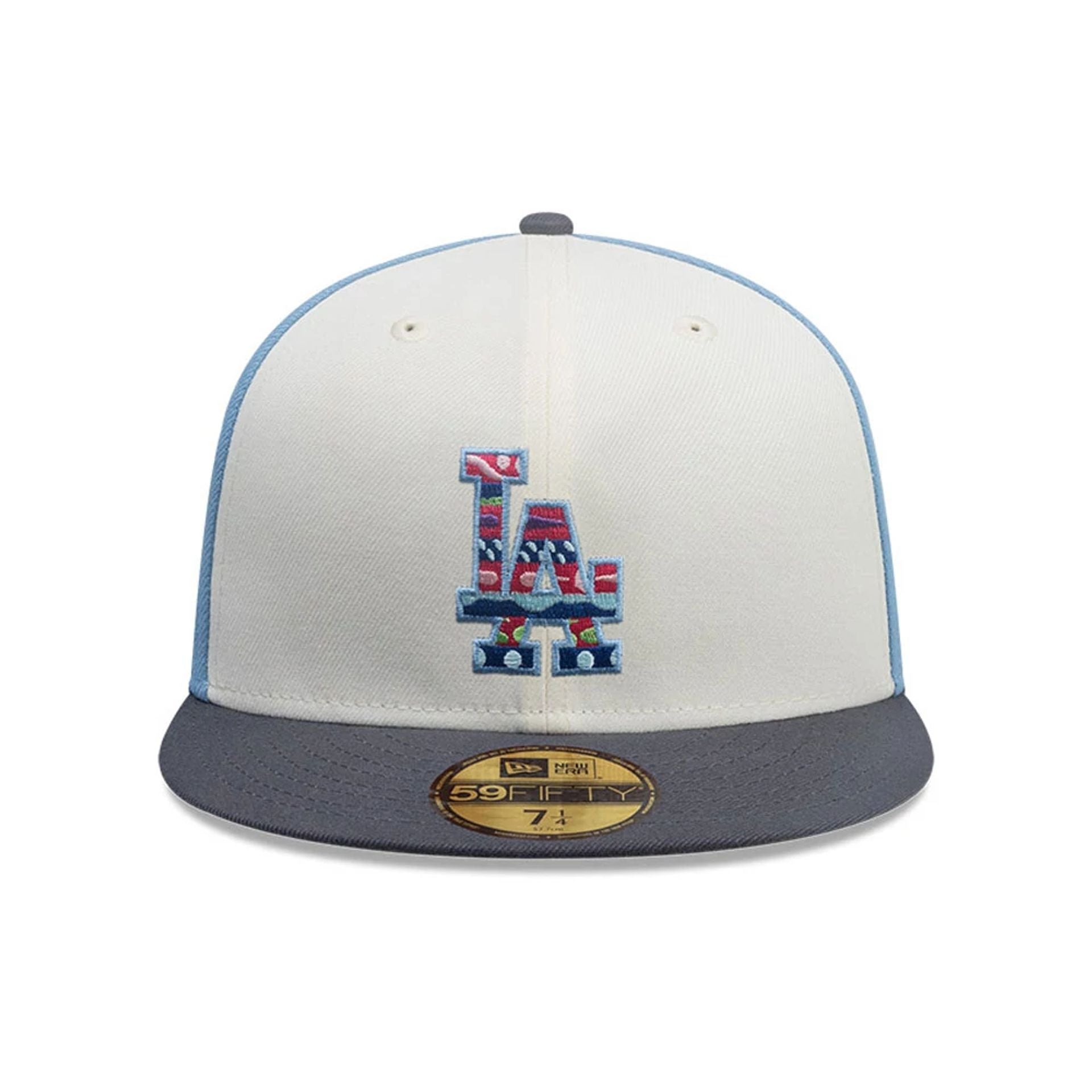 This is a LA Dodgers MLB City Element Guatemala Pastel Blue 59FIFTY Fitted Cap 3