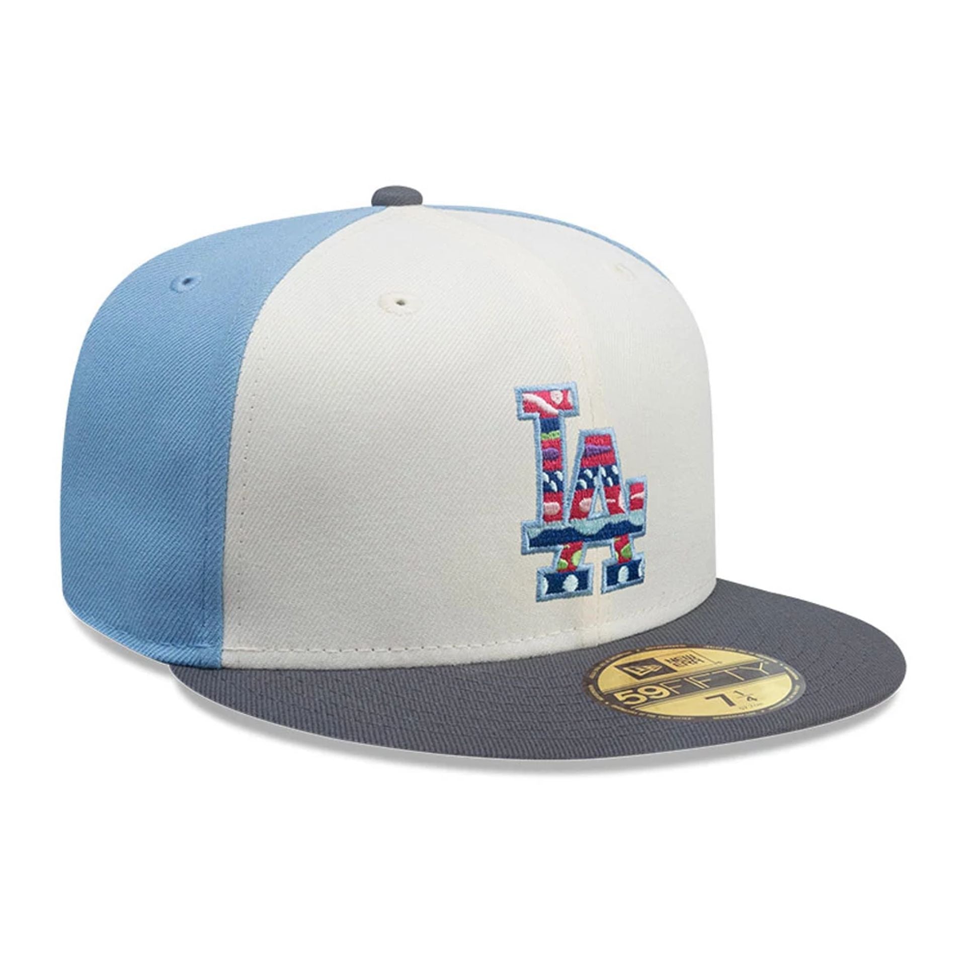 This is a LA Dodgers MLB City Element Guatemala Pastel Blue 59FIFTY Fitted Cap 4