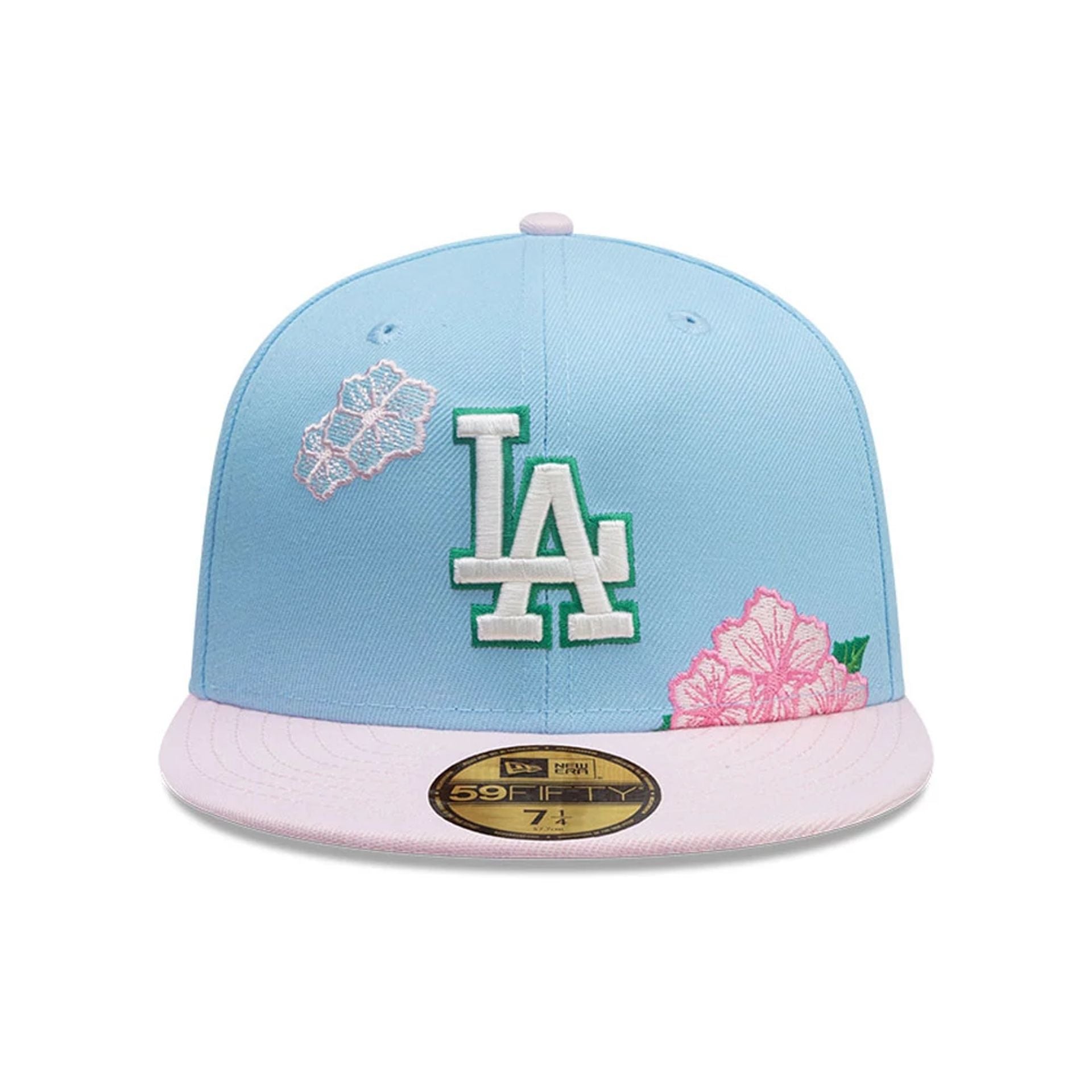 This is a LA Dodgers MLB City Element Dominican Republic Pastel Blue 59FIFTY Fitted Cap 3