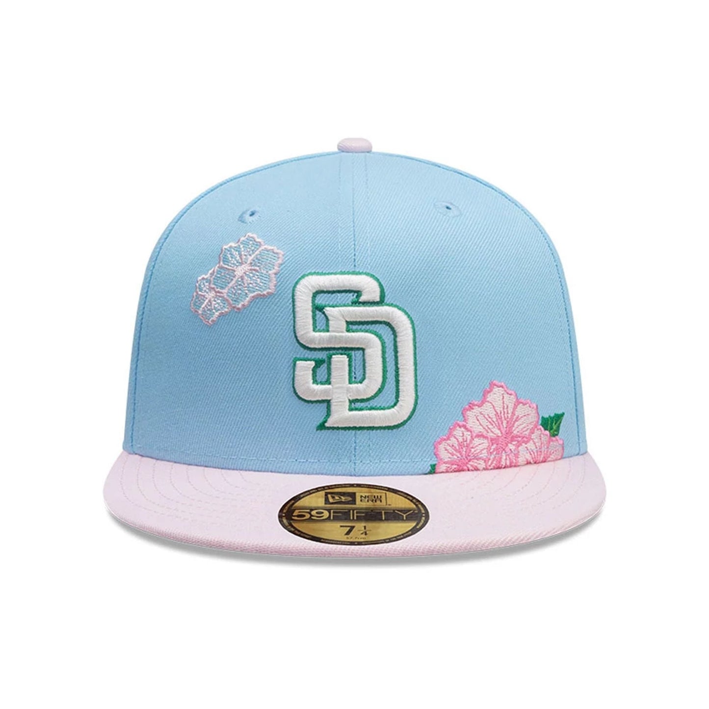 This is a San Diego Padres MLB City Element Dominican Republic Pastel Blue 59FIFTY Fitted Cap 3