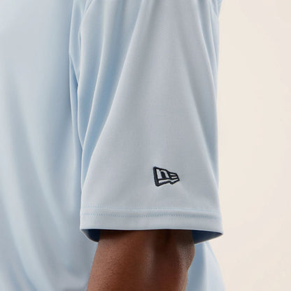 The Male model is wearing New York Yankees MLB Mesh Infill Pastel Blue Oversized T-Shirt 4