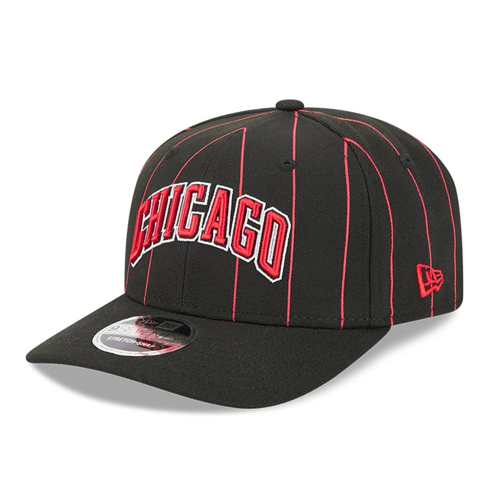 This is a Chicago Bulls NBA Statement Black 9SEVENTY Stretch Snap Adjustable Cap 4