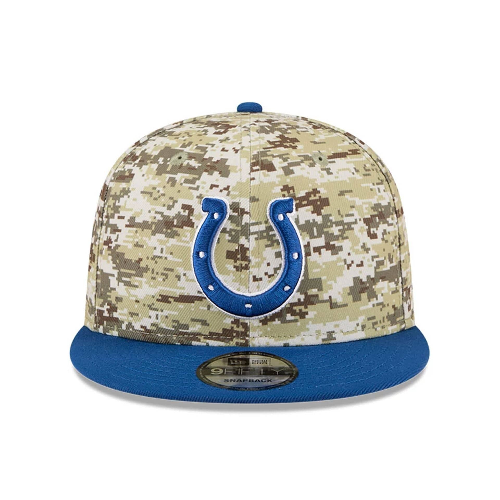 This is a Indianapolis Colts NFL Salute To Service 2025 Blue 9FIFTY Snapback Adjustable Cap 3