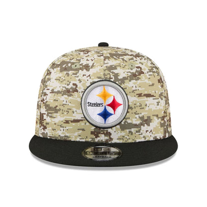 This is a Pittsburgh Steelers NFL Salute To Service 2025 Black 9FIFTY Snapback Adjustable Cap 3