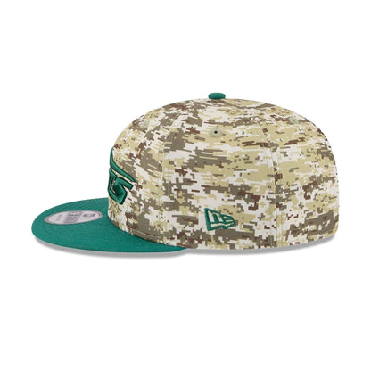 This is a New York Jets NFL Salute To Service 2025 Green 9FIFTY Snapback Adjustable Cap 7