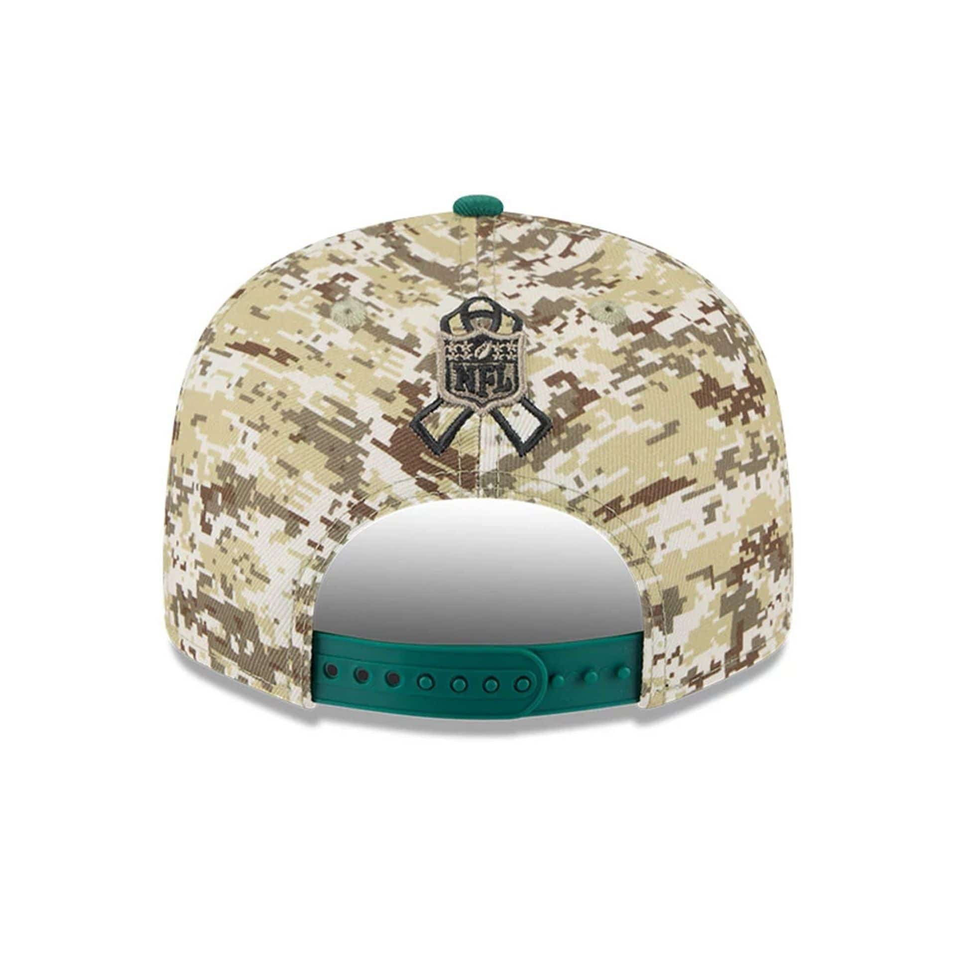 This is a New York Jets NFL Salute To Service 2025 Green 9FIFTY Snapback Adjustable Cap 5