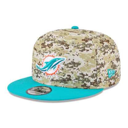 This is a Miami Dolphins NFL Salute To Service 2025 Turquoise 9FIFTY Snapback Adjustable Cap 4
