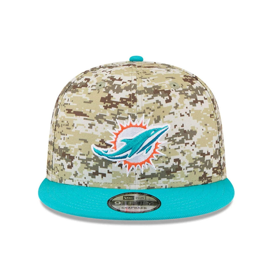 This is a Miami Dolphins NFL Salute To Service 2025 Turquoise 9FIFTY Snapback Adjustable Cap 3