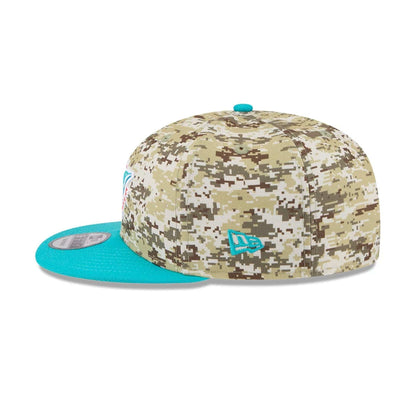 This is a Miami Dolphins NFL Salute To Service 2025 Turquoise 9FIFTY Snapback Adjustable Cap 6