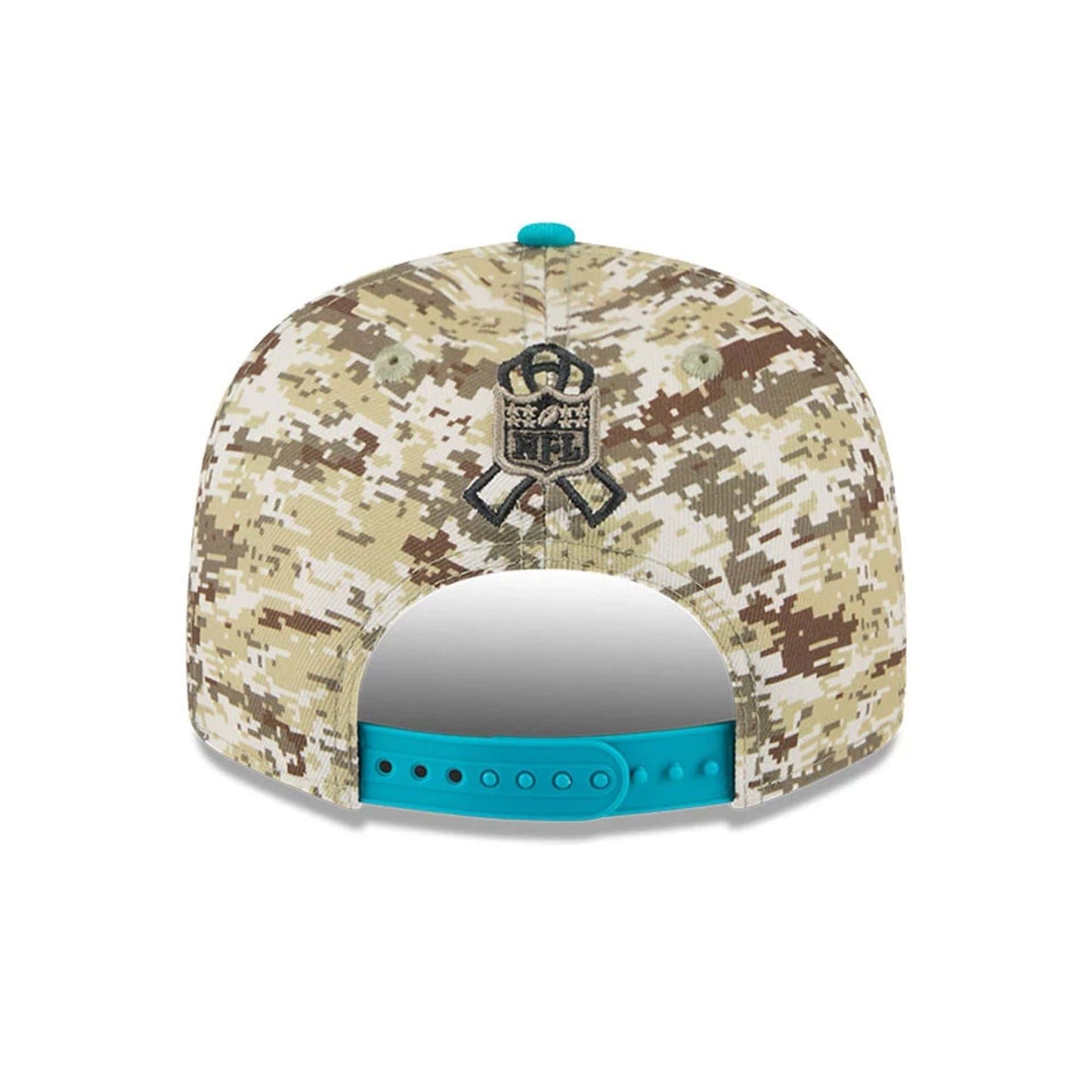 This is a Miami Dolphins NFL Salute To Service 2025 Turquoise 9FIFTY Snapback Adjustable Cap 7