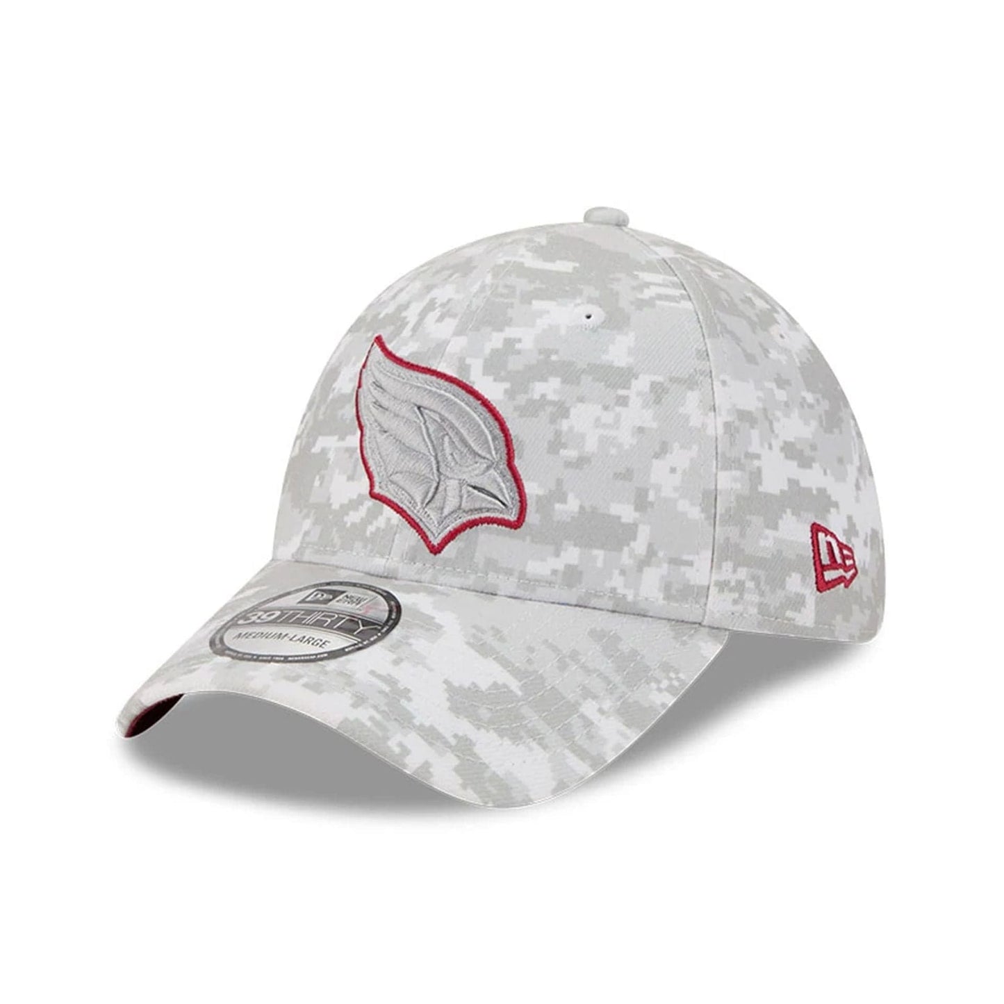 This is a Arizona Cardinals NFL Salute To Service 2025 Grey Camo 39THIRTY Stretch Fit Cap 4